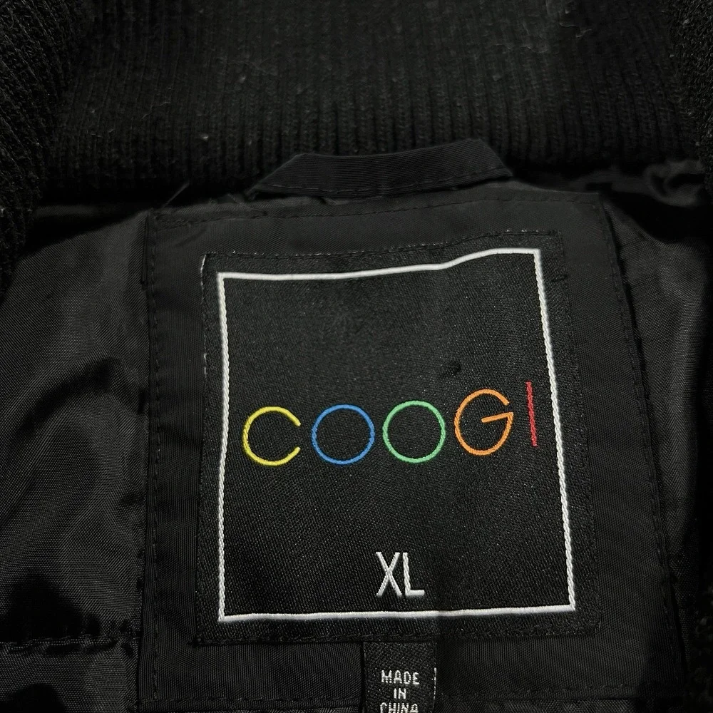 Coogi Jacket Mens XL Black‎ Bomber Insulated Lined Australia Patch Coat